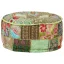 Kézzel készült kerek zöld pamut patchwork puff 40 x 20 cm