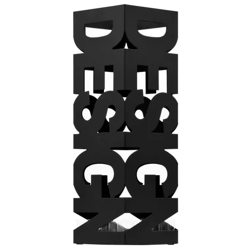 Fekete acél esernyőtartó "DESIGN" felirattal