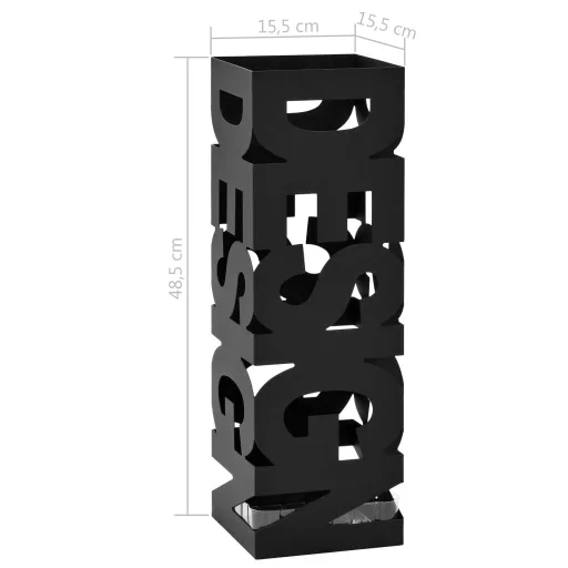 Fekete acél esernyőtartó "DESIGN" felirattal