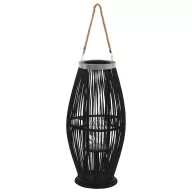 Fekete bambusz függő gyertyatartó lámpás, 60 cm
