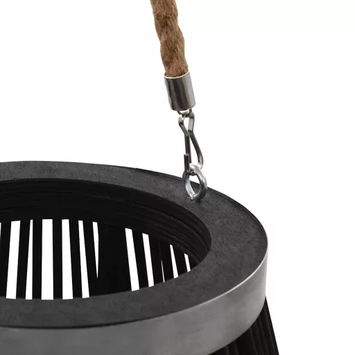 Fekete bambusz függő gyertyatartó lámpás, 60 cm