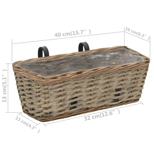 2 db fonott virágtartó PE béléssel 40 cm
