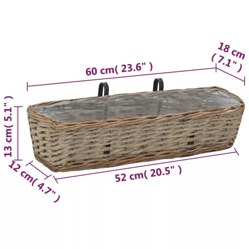 2 db fonott virágtartó PE béléssel 60 cm