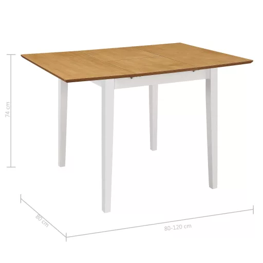 Fehér kihúzható MDF étkezőasztal (80-120)x80x74 cm