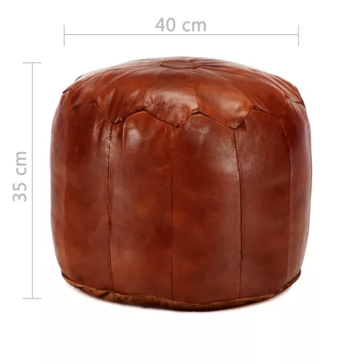 Sárgásbarna valódi kecskebőr puff 40 x 35 cm