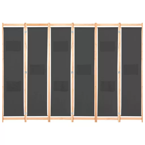 Szürke 6-paneles szövetparaván 240 x 170 x 4 cm