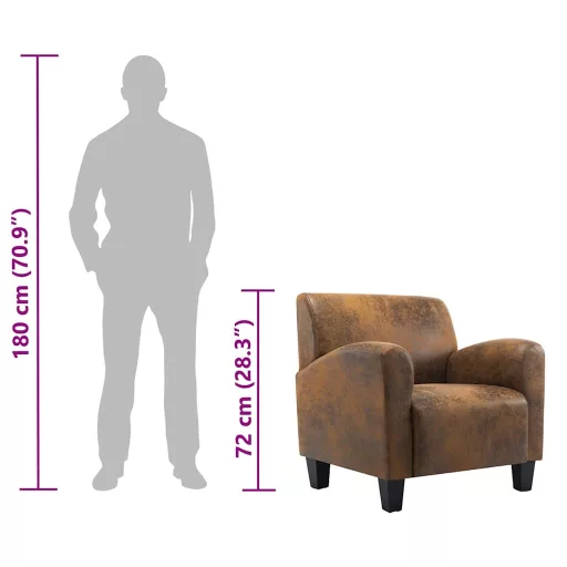 Barna műbőr kanapéfotel 70 x 69 x 72 cm