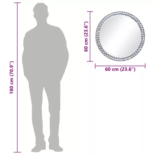 Edzett üveg falitükör 60 cm