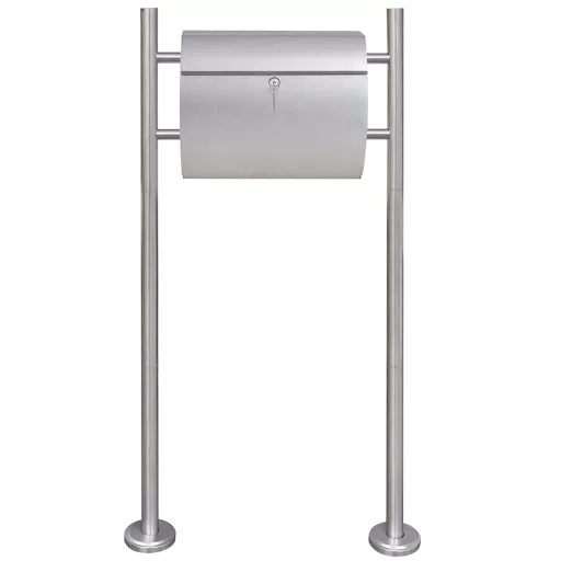 Rozsdamentes acél postaláda állványon
