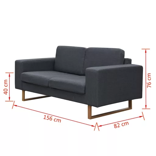 2 és 3 személyes sötét szürke kanapé szett