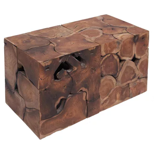 2 db barna tömör tikfa zsámoly 40x40x45 cm