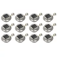 12 db fehér kerek kültéri napelemes LED lámpa 12 cm