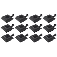   12 db fekete négyzet alakú kültéri napelemes LED lámpa 12 cm