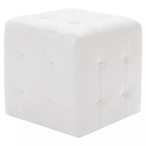 2 db fehér műbőr puff 30x30x30 cm