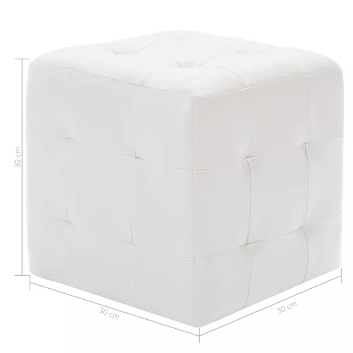 2 db fehér műbőr puff 30x30x30 cm