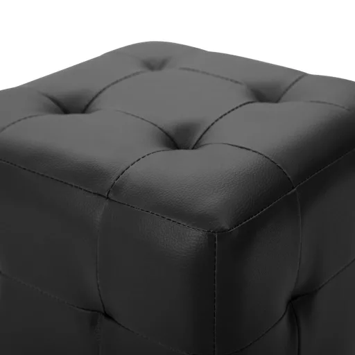 2 db fekete műbőr puff 30 x 30 x 30 cm