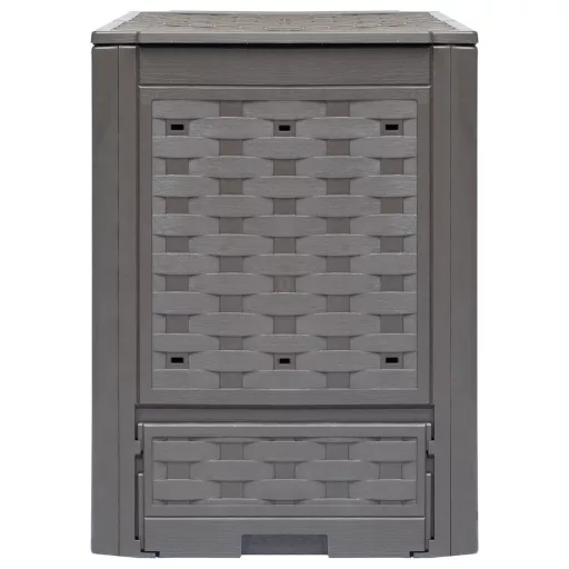 2 db barna műanyag rattan kerti komposztáló 60x60x83 cm 600 L