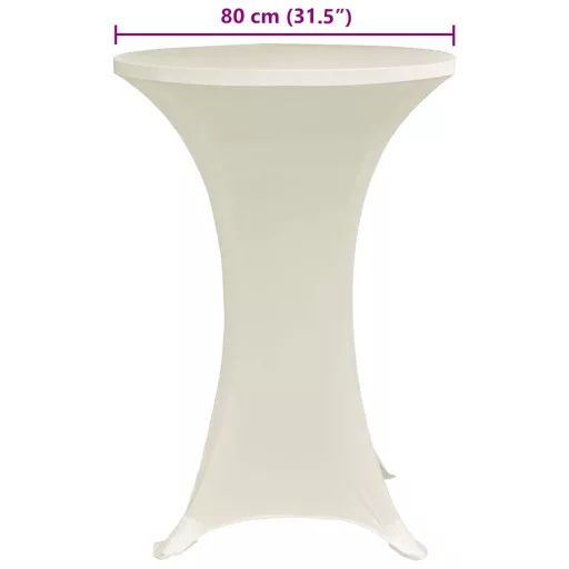 4 db krémszínű sztreccs asztalterítő bárasztalhoz Ø80 cm