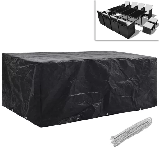 2 db 8 személyes polyrattan szett huzat 10 lyukkal 229 x 113 cm