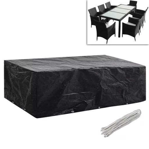 2 db 8 személyes polyrattan szett huzat 10 lyukkal 300 x 140 cm