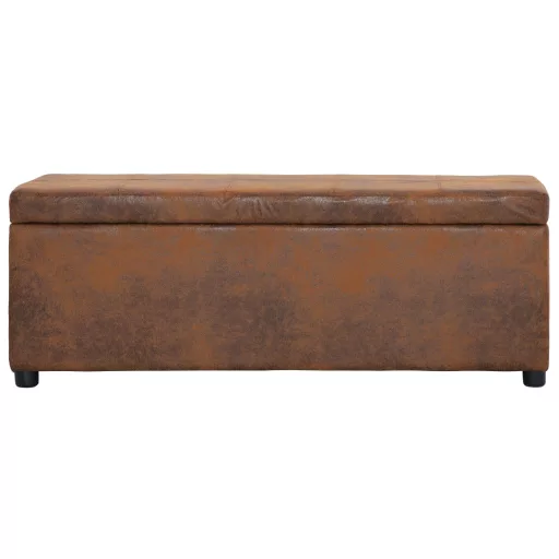 Barna művelúr pad tárolórekesszel 116 cm
