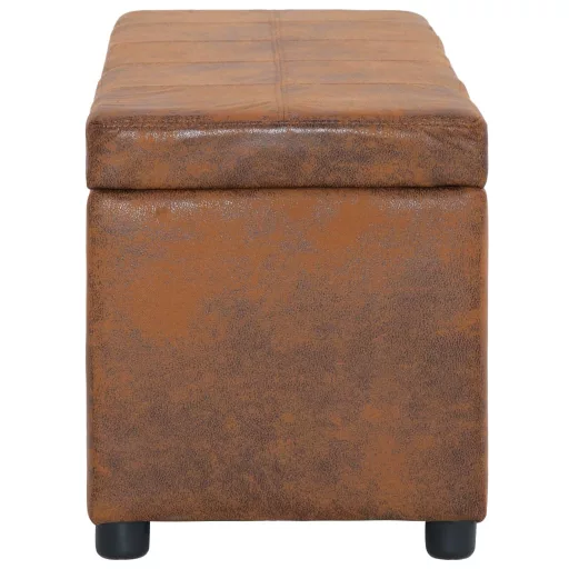 Barna művelúr pad tárolórekesszel 116 cm