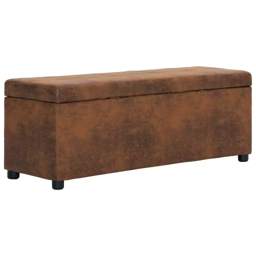 Barna művelúr pad tárolórekesszel 116 cm