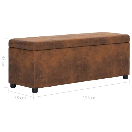 Barna művelúr pad tárolórekesszel 116 cm