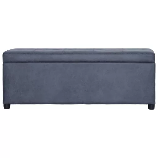 Szürke művelúr pad tárolórekesszel 116 cm
