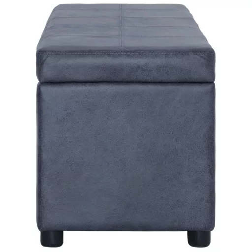 Szürke művelúr pad tárolórekesszel 116 cm