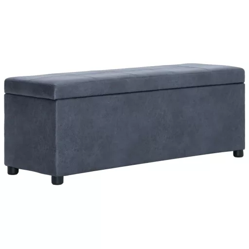Szürke művelúr pad tárolórekesszel 116 cm