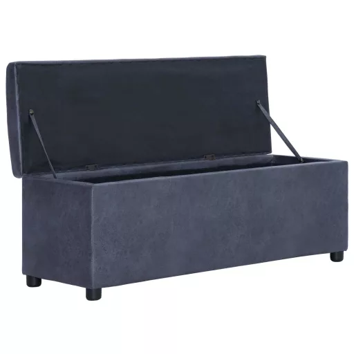 Szürke művelúr pad tárolórekesszel 116 cm