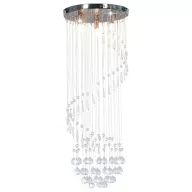   Ezüstszínű spirálos mennyezeti lámpa kristálygyöngyökkel G9