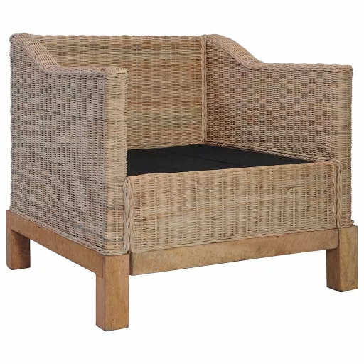 Természetes rattanfotel párnákkal