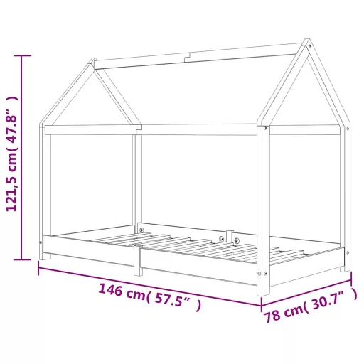 Tömör fenyőfa gyerekágy-keret 70 x 140 cm
