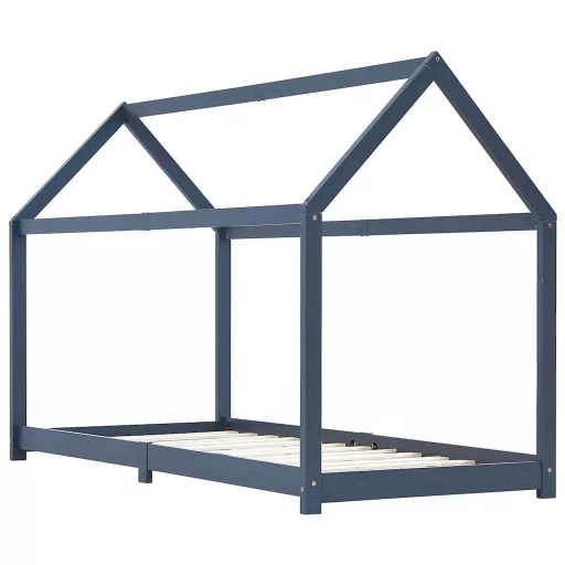 Szürke tömör fenyőfa gyerekágy-keret 90 x 200 cm