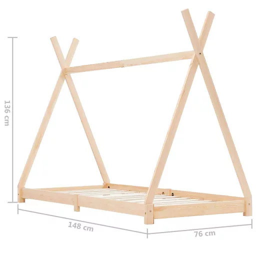 Tömör fenyőfa gyerekágy-keret 70 x 140 cm