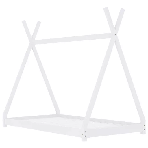Fehér tömör fenyőfa gyerekágy-keret 70 x 140 cm
