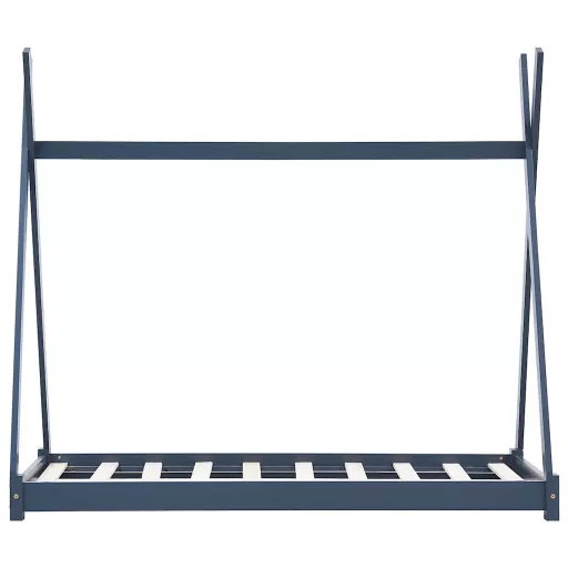 Szürke tömör fenyőfa gyerekágy-keret 70 x 140 cm