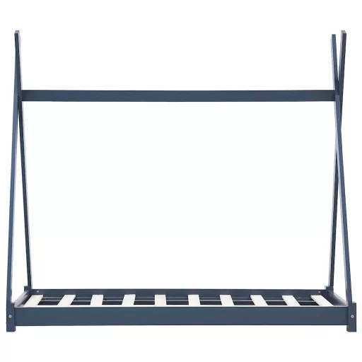 Szürke tömör fenyőfa gyerekágy-keret 90 x 200 cm