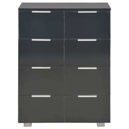 Magasfényű fekete szerelt fa tálalószekrény 60 x 35 x 80 cm