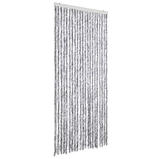 Fehér és szürke zsenília rovarfüggöny 90 x 220 cm
