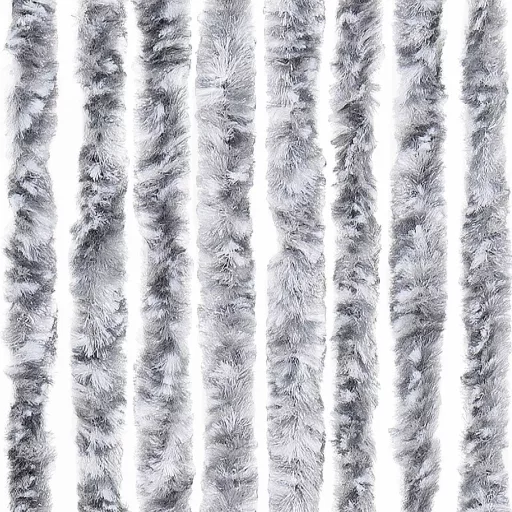 Fehér és szürke zsenília rovarfüggöny 90 x 220 cm