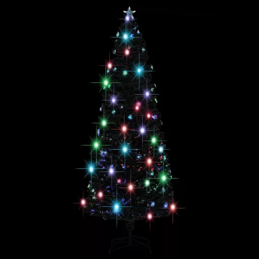 Száloptikás megvilágított karácsonyfa állvánnyal és LED-es 240 cm
