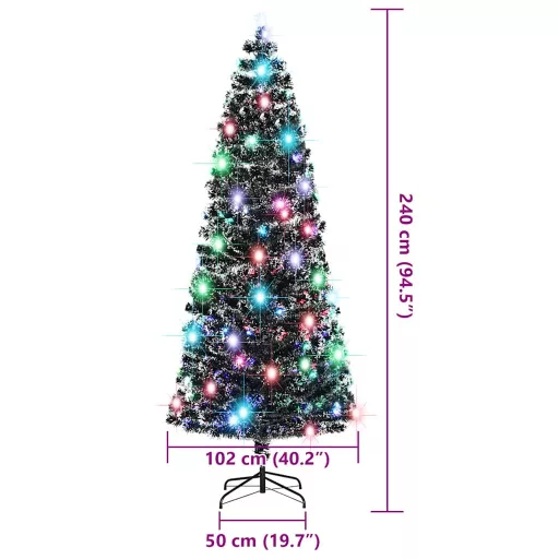 Száloptikás megvilágított karácsonyfa állvánnyal és LED-es 240 cm