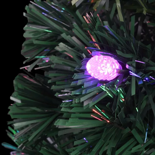 Száloptikás megvilágított karácsonyfa állvánnyal és LED-es 150 cm