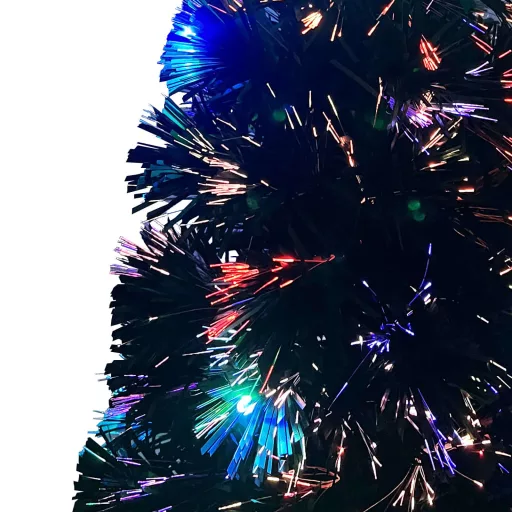 Száloptikás megvilágított karácsonyfa állvánnyal és LED-es 150 cm