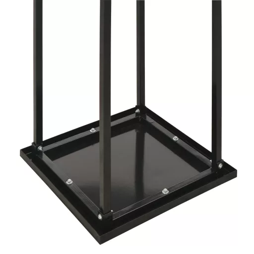 Fekete acél tűzifatároló alappal 37 x 37 x 113 cm