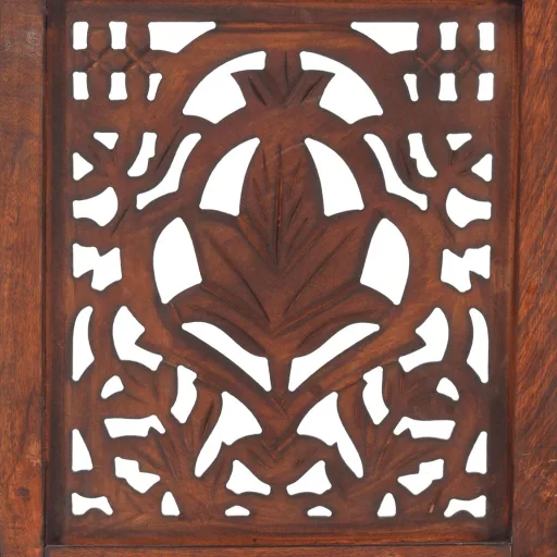 5-paneles barna kézzel faragott térelválasztó 200 x 165 cm