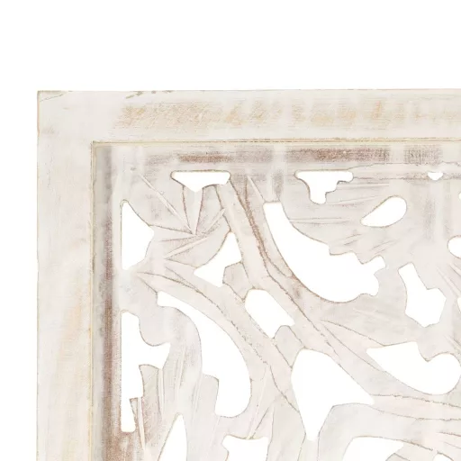 3-paneles fehér mangófa kézzel faragott térelválasztó 120x165cm